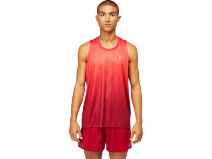 Camiseta Asics Hombre Rojo Eléctrico y Burdeos Estilo Deportivo