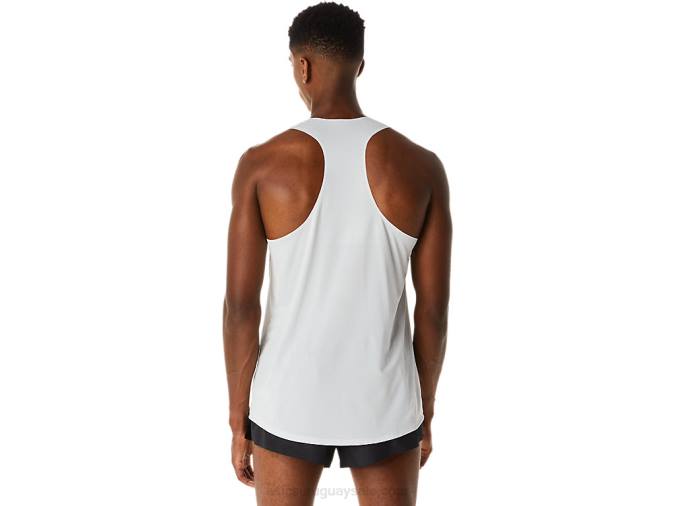 Camiseta Asics Ligera Hombre Gris Glaciar Rojo Eléctrico Ideal para Entrenamiento - Image 2