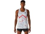 Camiseta Asics Ligera Hombre Gris Glaciar Rojo Eléctrico Ideal para Entrenamiento
