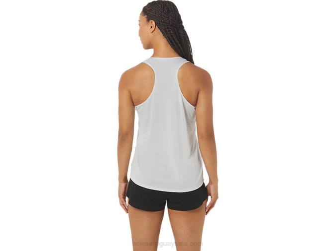 Camiseta Asics Ligera Mujer Gris Glaciar Rojo Eléctrico Fashion Deportivo - Image 2