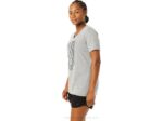 Camiseta Asics Mujer Cuello V Manga Corta Estampada Gris Medio - Image 3