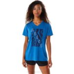Camiseta Asics Mujer Cuello V Manga Corta Estampada Lago Drive Brezo