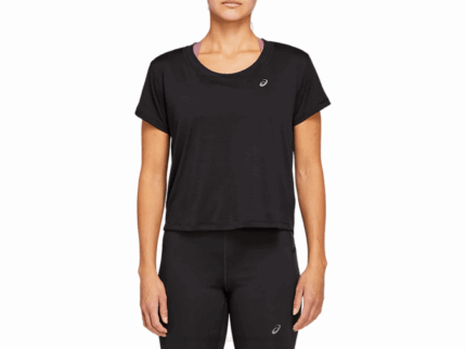 Camiseta corta de mujer Asics rendimiento negra estilo y confort