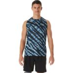 Camiseta de Camuflaje Asics Azul Celeste Negro para Hombre Rendimiento