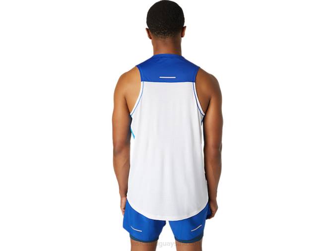Camiseta de Carrera Asics Blanco Brillante Azul Mónaco Rendimiento y Estilo - Image 2