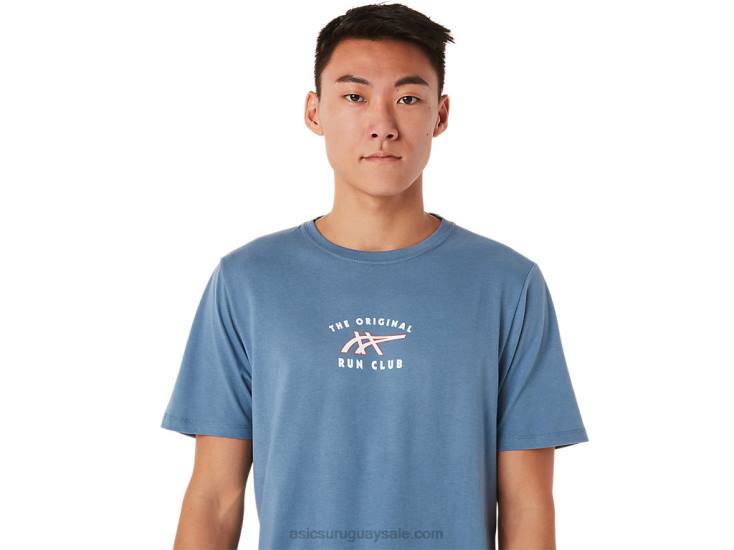 Camiseta de Manga Corta Asics Club de Carrera Azul Energía - Image 4