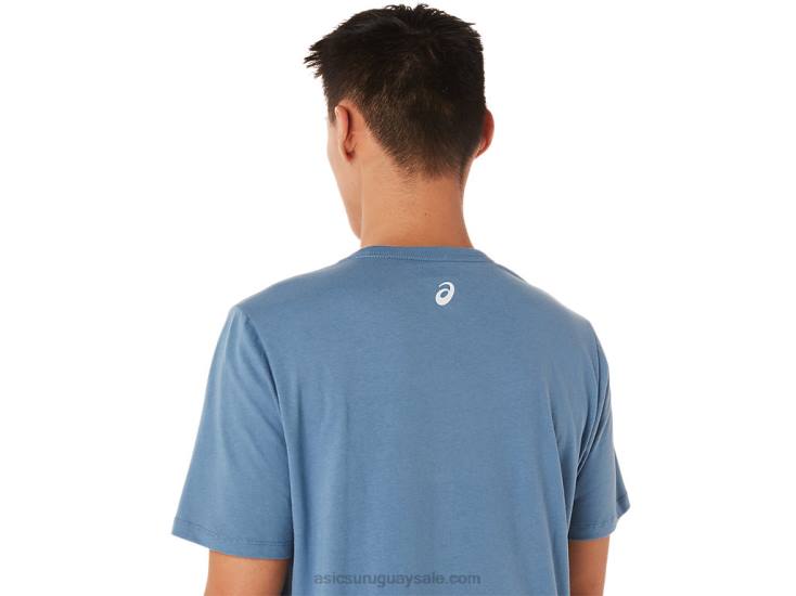 Camiseta de Manga Corta Asics Club de Carrera Azul Energía - Image 5