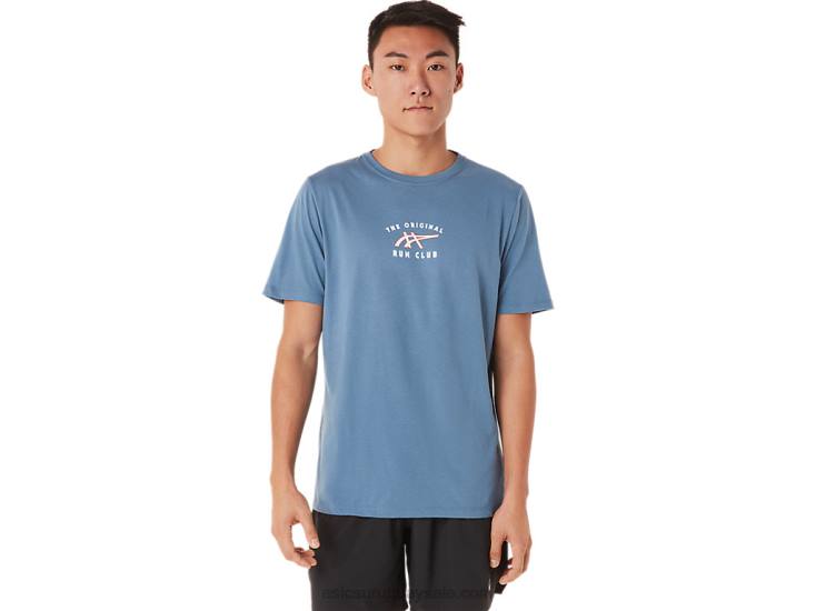 Camiseta de Manga Corta Asics Club de Carrera Azul Energía - Image 1