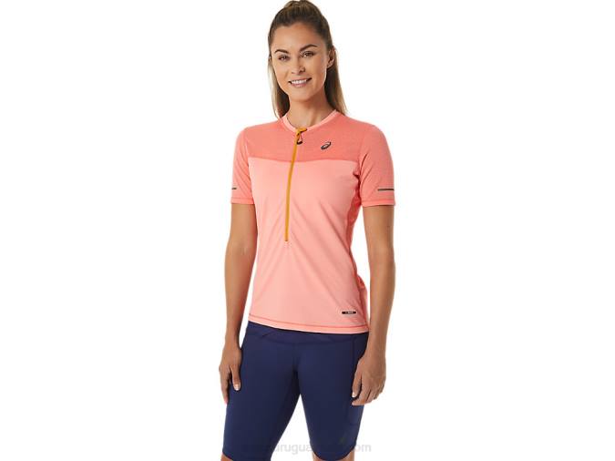 Camiseta de Manga Corta Asics Fujitrail Mujer Papaya Guayaba Energía y Estilo - Image 1