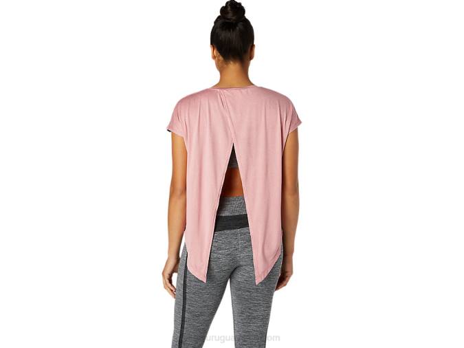 Camiseta de manga corta Asics mujer rosa ahumado estilo y confort - Image 2