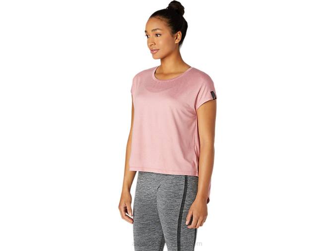Camiseta de manga corta Asics mujer rosa ahumado estilo y confort - Image 3