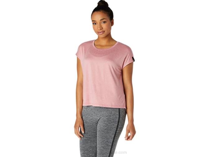 Camiseta de manga corta Asics mujer rosa ahumado estilo y confort - Image 1