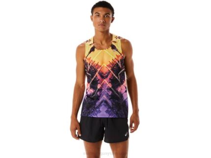 Camiseta de Maratón Masculina Asics Naranja Claro Energía y Estilo