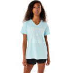 Camiseta de mujer Asics azul claro con eslogan de girasoles
