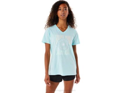 Camiseta de mujer Asics azul claro con eslogan de girasoles