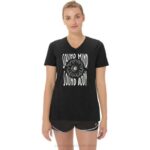 Camiseta de mujer Asics rendimiento negra con eslogan girasoles