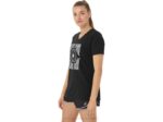 Camiseta de mujer Asics rendimiento negra con eslogan girasoles - Image 3