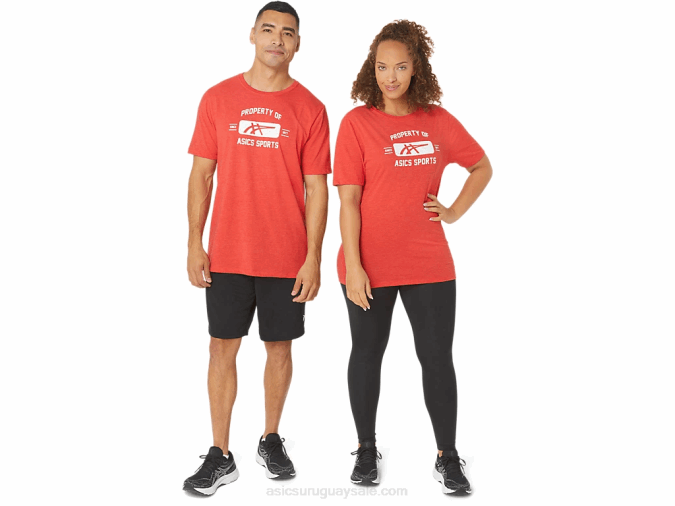 Camiseta Deportiva Asics Manga Corta Brezo Rojo Clásico - Image 1