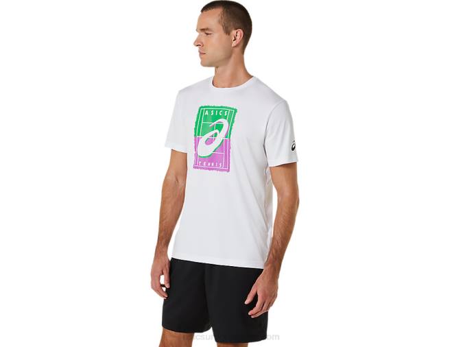 Camiseta Gráfica Court GS Asics Hombre Blanco Brillante Estilo Deportivo - Image 3