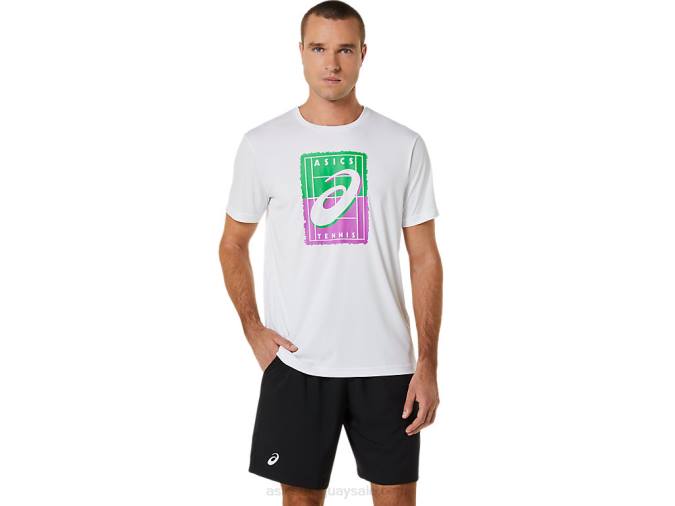 Camiseta Gráfica Court GS Asics Hombre Blanco Brillante Estilo Deportivo - Image 1
