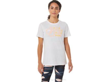 Camiseta Gráfica Mujer Asics Blanco Brillante Estilo Trendy