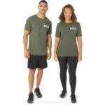 Camiseta Rayas Amanecer Asics Lienzo Oliva Estilo Moderno
