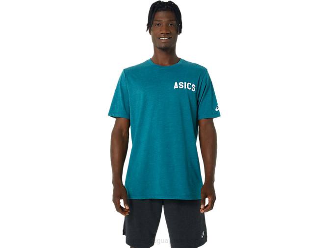 camiseta_rayas_amanecer_asics_terciopelo_brezo_de_pino.jpg Camiseta Rayas Amanecer Asics Terciopelo Brezo de Pino - Image 1