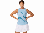 Camiseta sin mangas Asics gráfico Match humo azul para mujer