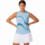 Camiseta sin mangas Asics gráfico Match humo azul para mujer