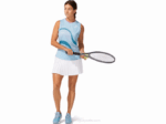 Camiseta sin mangas Asics gráfico Match humo azul para mujer - Image 7
