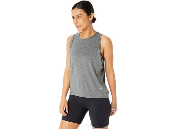 Camiseta sin mangas Asics Lyte mujer gris oscuro lista para usar - Image 3