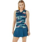 Camiseta sin mangas Asics Match mujer índigo claro estilo moderno