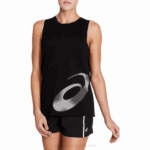 Camiseta sin mangas Asics mujer estampado rendimiento negro