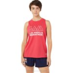 Camiseta sin mangas Asics mujer píxel rosa estilo moderno