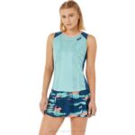 Camiseta sin mangas Asics verde oasis índigo claro para mujer