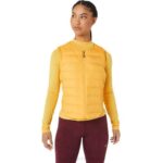 chaleco acolchado Asics mujer tigre amarillo estilo deportivo