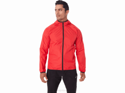 Chaqueta Plegable Asics Hombre Rojo Eléctrico y Negro 2LVJ1822