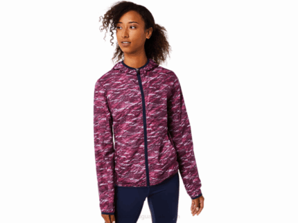 Chaqueta Plegable Asics Mujer Estampado Marte Profundo