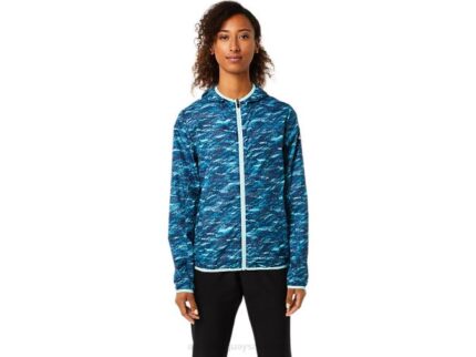 Chaqueta Plegable Mujer Asics Verde Azulado Estampado Trendy