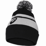 Gorro unisex Asics negro gris jaspeado con pompón moderno