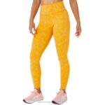 mallas mujer Asicstigre amarillas jacquard para correr