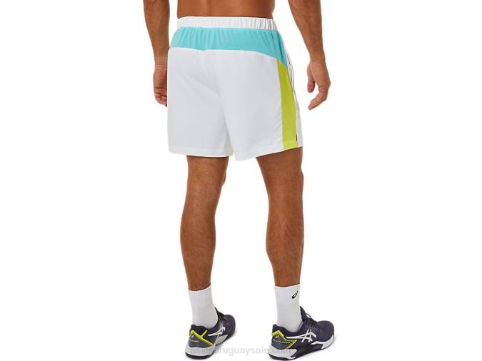 pantalón corto color block hombre Asics blanco brillante estilo moderno - Image 2