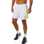 pantalón corto color block hombre Asics blanco brillante estilo moderno