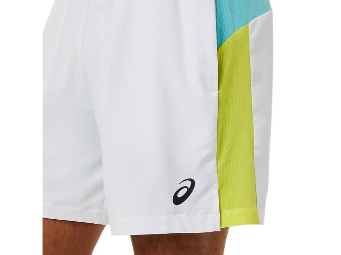 pantalón corto color block hombre Asics blanco brillante estilo moderno - Image 4