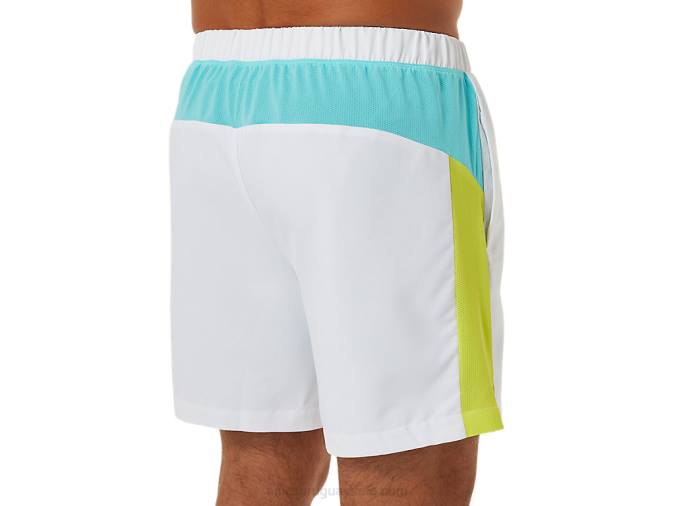 pantalón corto color block hombre Asics blanco brillante estilo moderno - Image 5