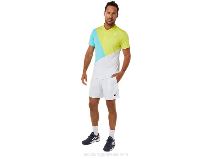pantalón corto color block hombre Asics blanco brillante estilo moderno - Image 6