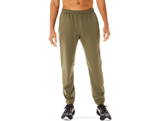 pantalones de hombre Asics de punto cepillado verde manto cómodos y modernos - Image 1