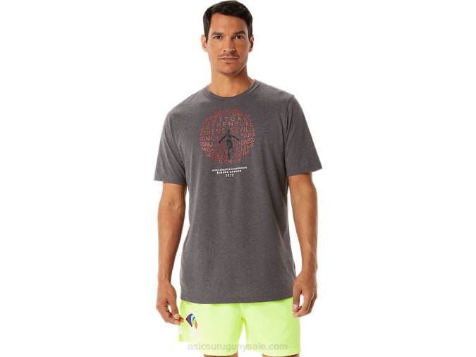 Playera Asics Hombre Manga Corta Gráfica Gris Oscuro - Image 1