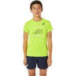 Playera Asics Peligro Verde Gráfico Tenis Niños