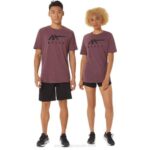 Playera de manga corta a rayas Asics Brezo profundo Marte estilo moderno